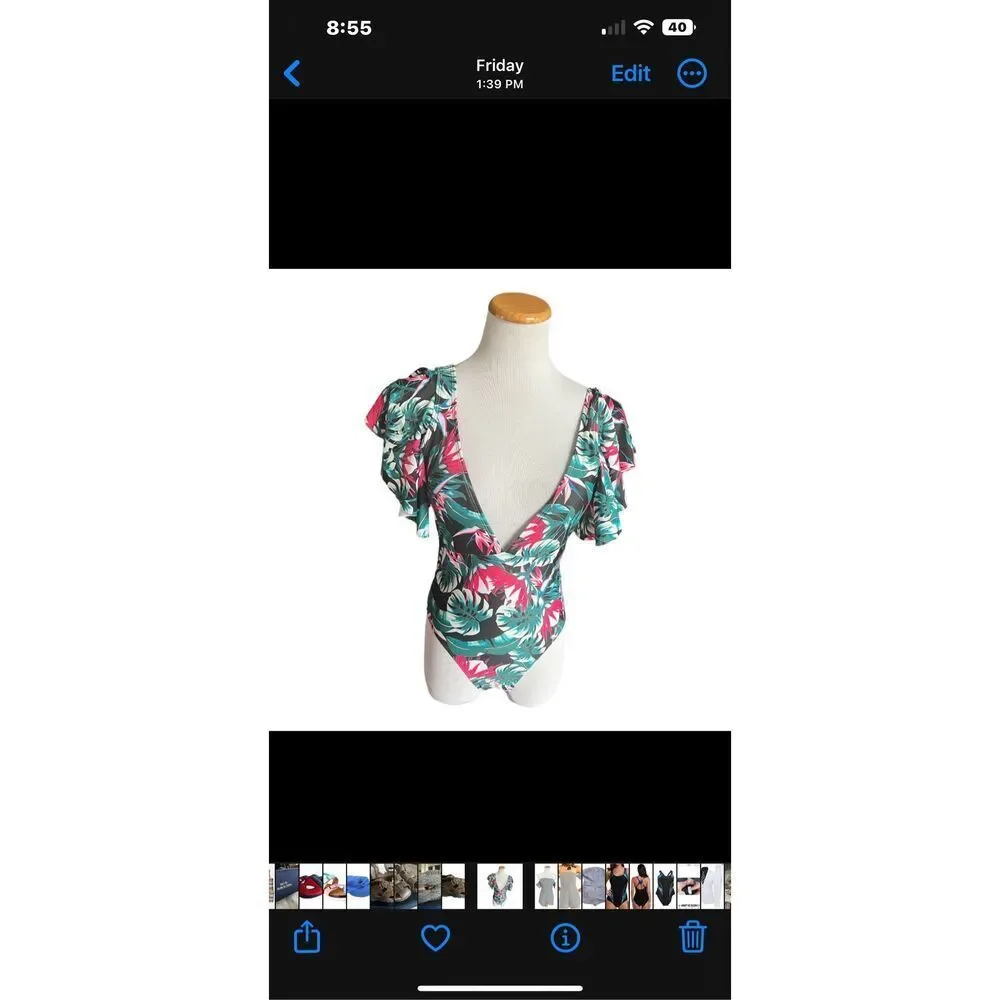 NWT Womens TeLaura Flounce Ruffle Monkini Swimsuit - Sz S